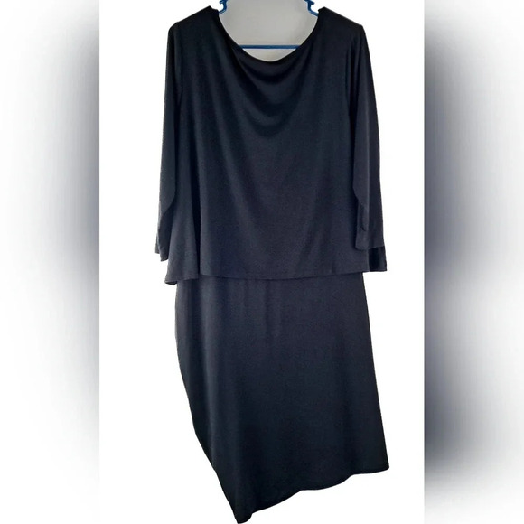 NWT Banana Republic Black Jersey Knit 3/4 Sleeve Layer Dress sz L - Picture 2 of 8